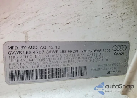 2011 Audi A4 Premium Plus z USA, uszkodzony, nr VIN WAUEFAFL4BN038314